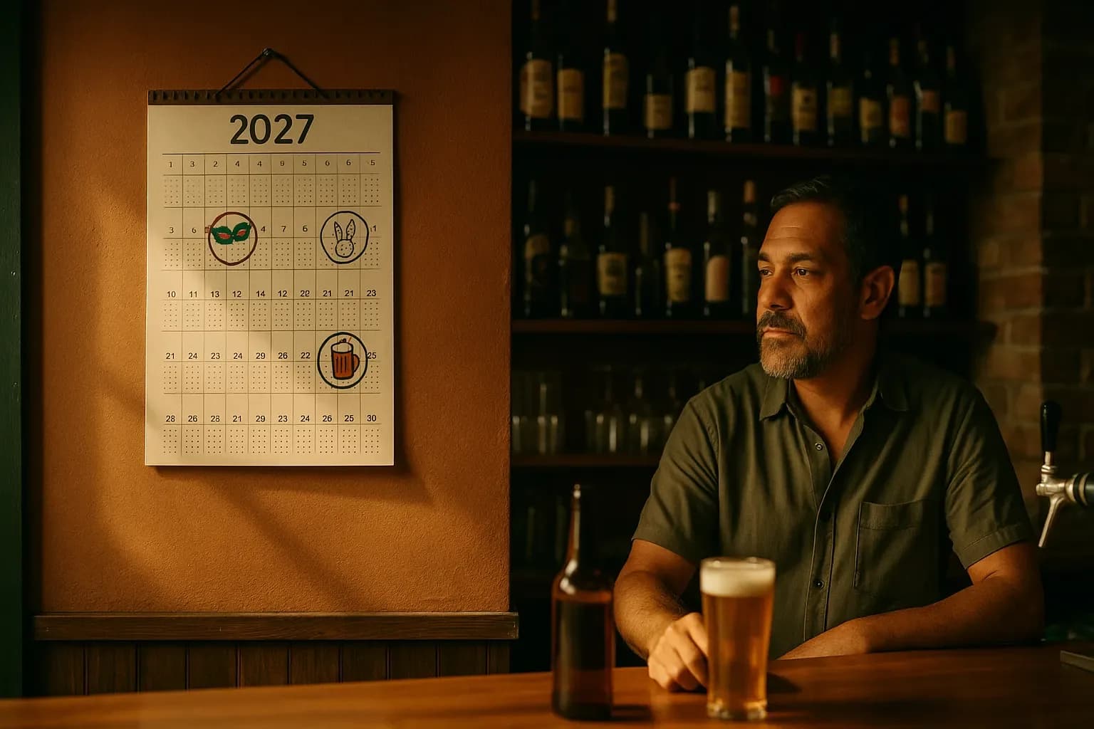 Calendário promocional 2027 para bar: todas as datas, mês a mês